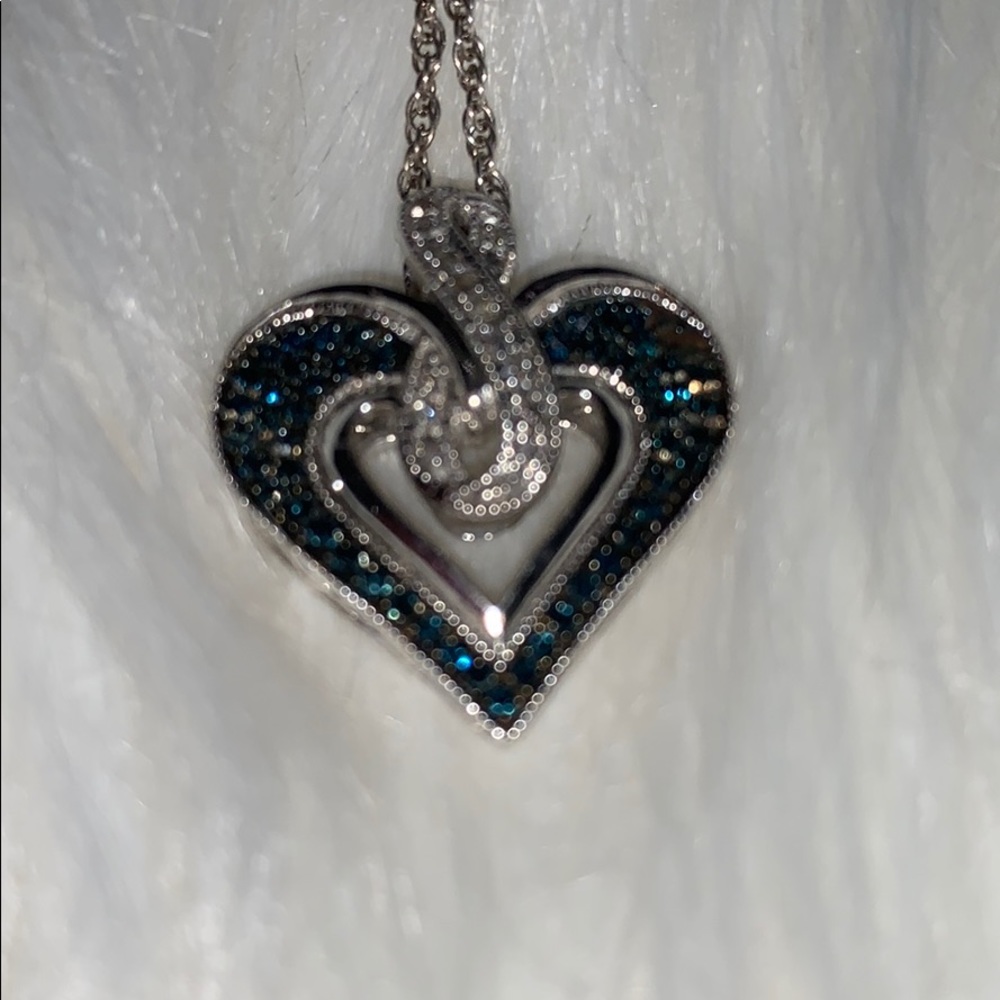 Sapphire & Diamond Heart Necklace